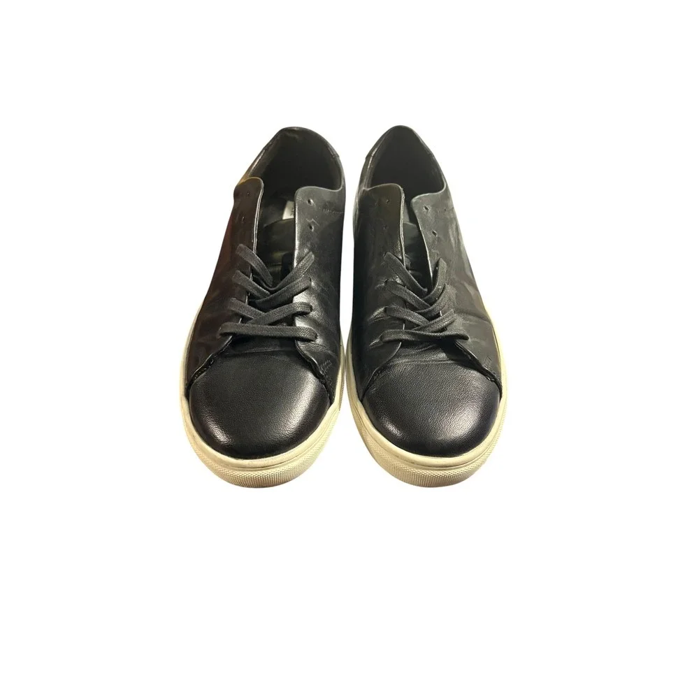 Steve Madden Calendar 017 Mens Black Leather Low Top Sneakers Size 9
